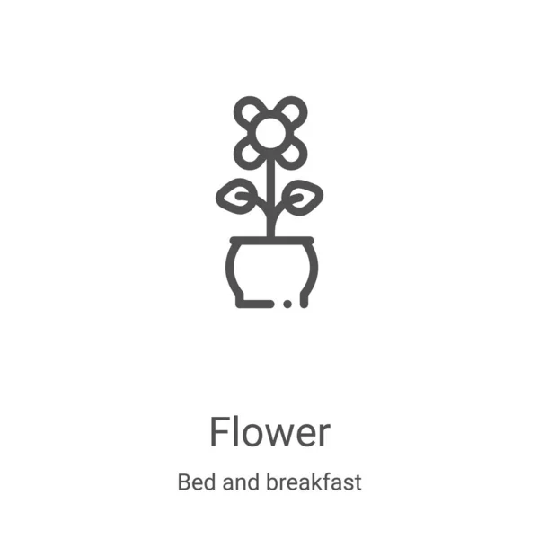 Vetor ícone de flor de cama e pequeno-almoço coleção. Linha fina flor esboço ícone vetor ilustração. Símbolo linear para uso em aplicativos web e móveis, logotipo, mídia impressa — Vetor de Stock