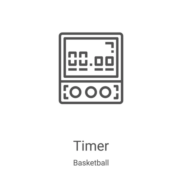 Timer icon vector from basketball collection. Thin line timer outline icon vector illustration. Linear symbol for use on web and mobile apps, logo, print media — Stock Vector
