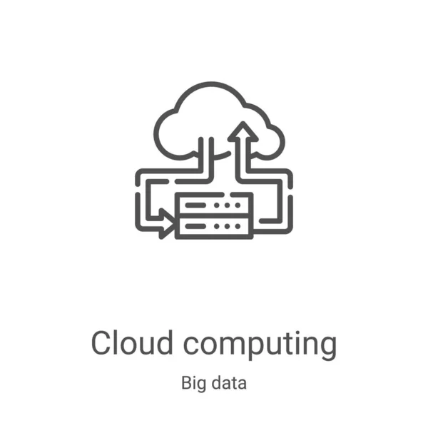 Vetor de ícone de computação em nuvem da coleta de big data. Computação em nuvem de linha fina esboço ícone vetor ilustração. Símbolo linear para uso em aplicativos web e móveis, logotipo, mídia impressa —  Vetores de Stock