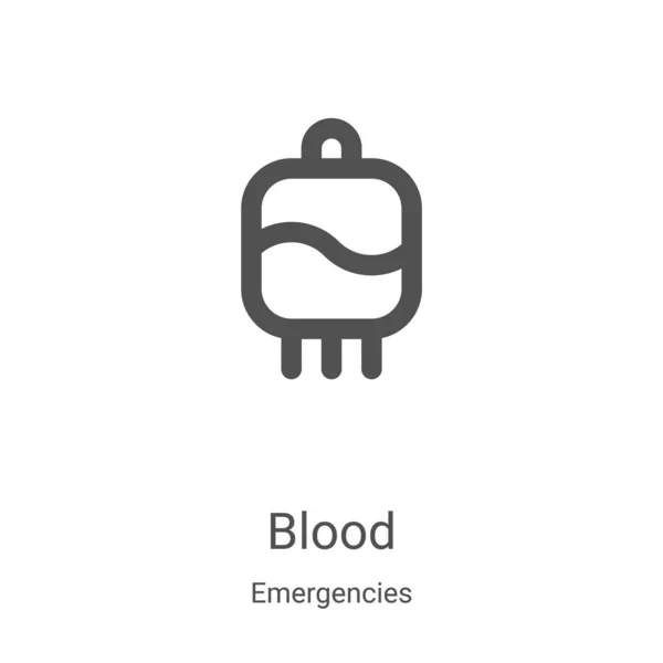 Vector icono de sangre de la colección de emergencias. Ilustración vectorial delgada línea de sangre contorno icono. Símbolo lineal para su uso en aplicaciones web y móviles, logotipo, medios impresos — Vector de stock