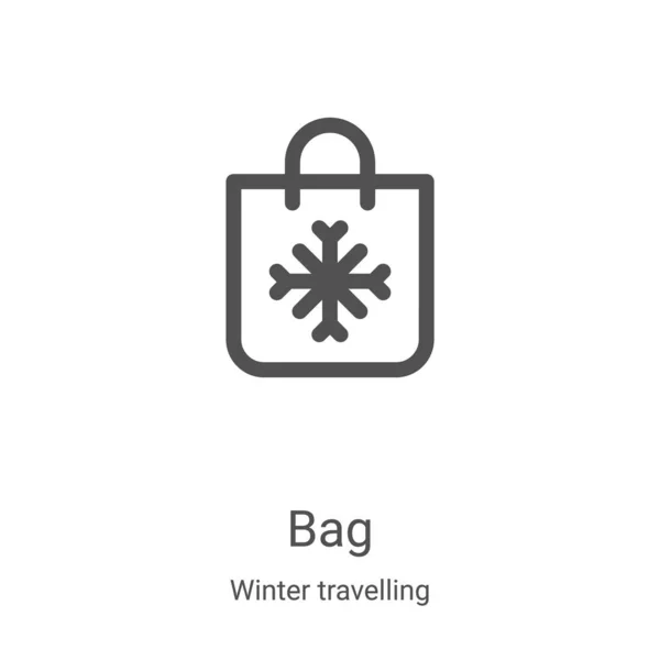 Vektor ikon tašky ze zimní kolekce cestování. Ikona vektorového ilustrace tašky tenké linky. Lineární symbol pro použití na webových a mobilních aplikacích, logu, tiskových médiích — Stockový vektor