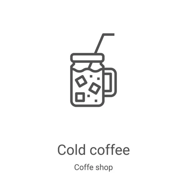 Kahve dükkanından soğuk kahve ikonu vektörü. İnce çizgi soğuk kahve ana hatları ikon vektör çizimi. Web ve mobil uygulamalarda kullanmak için doğrusal sembol, logo, yazdırma ortamı