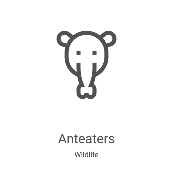 Anteaters icon vector from wildlife collection. Thin line anteaters outline icon vector illustration. Linear symbol for use on web and mobile apps, logo, print media — Stock Vector