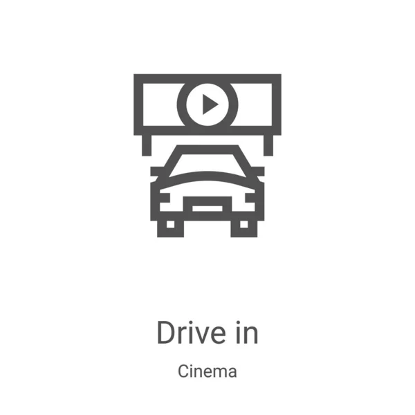 Drive in icon vector from cinema collection. Thin line drive in outline icon vector illustration. Linear symbol for use on web and mobile apps, logo, print media — ストックベクタ