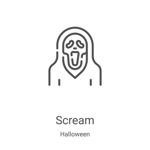 Scream icon vector from halloween collection. Thin line scream outline icon vector illustration. Linear symbol for use on web and mobile apps, logo, print media — Stock Vector