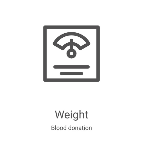 Vektor ikon berat dari koleksi donasi darah. Garis tipis gambar vektor ikon garis luar. Simbol linear untuk digunakan pada aplikasi web dan seluler, logo, media cetak - Stok Vektor