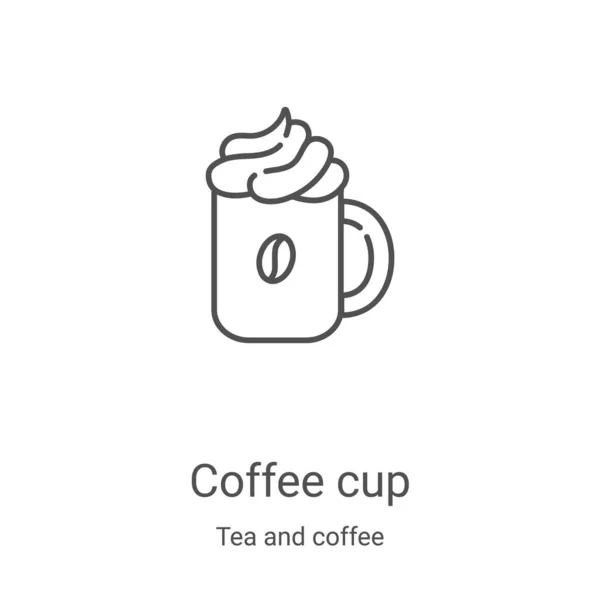 Wektor filiżanki kawy z kolekcji herbaty i kawy. Cienka linia filiżanka kawy zarys ikony wektor ilustracji. Symbol liniowy do stosowania w aplikacjach internetowych i mobilnych, logo, mediach drukowanych — Wektor stockowy