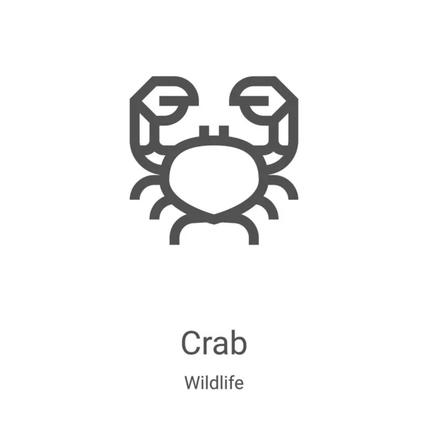 Crab icon vector from wildlife collection. Thin line crab outline icon vector illustration. Linear symbol for use on web and mobile apps, logo, print media — Stock Vector