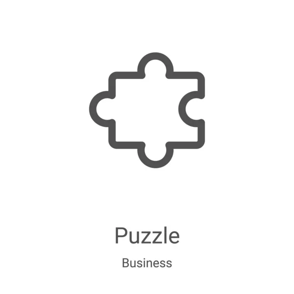 Puzzle vector icono de la colección de negocios. Línea delgada rompecabezas esquema icono vector ilustración. Símbolo lineal para su uso en aplicaciones web y móviles, logotipo, medios impresos — Vector de stock