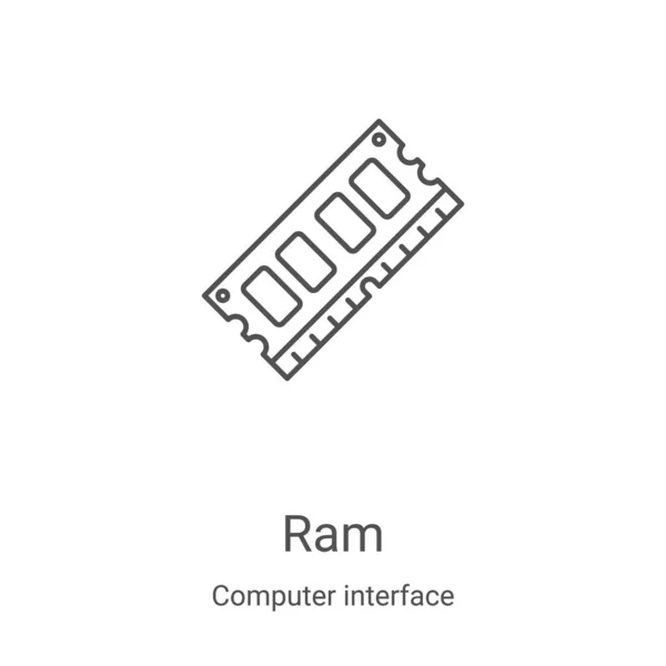 Vetor de ícone ram da coleção de interface do computador. Linha fina ram esboço ícone vetor ilustração. Símbolo linear para uso em aplicativos web e móveis, logotipo, mídia impressa —  Vetores de Stock