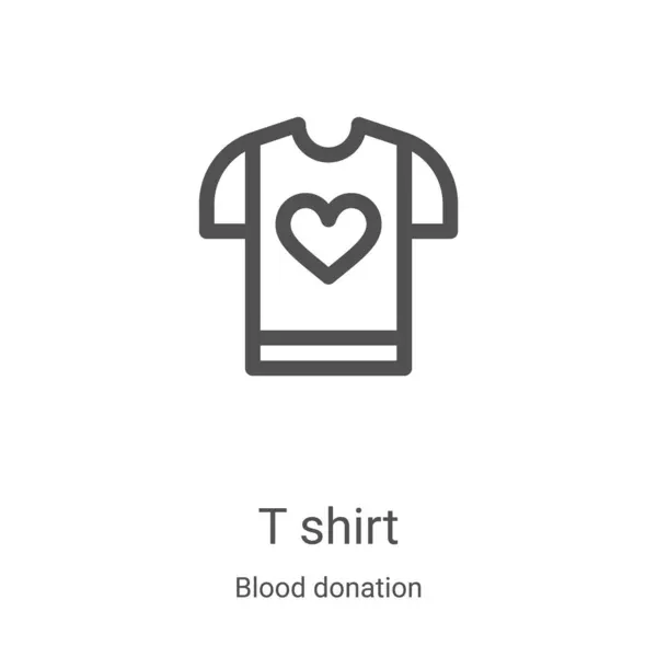 T shirt vektor ikon dari koleksi donasi darah. Garis tipis t shirt garis luar ikon vektor ilustrasi. Simbol linear untuk digunakan pada aplikasi web dan seluler, logo, media cetak - Stok Vektor