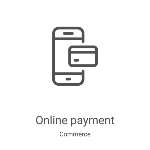 Icône de paiement en ligne vecteur de la collection de commerce. Ligne mince illustration vectorielle d'icône de contour de paiement en ligne. Symbole linéaire pour utilisation sur applications web et mobiles, logo, médias imprimés — Image vectorielle