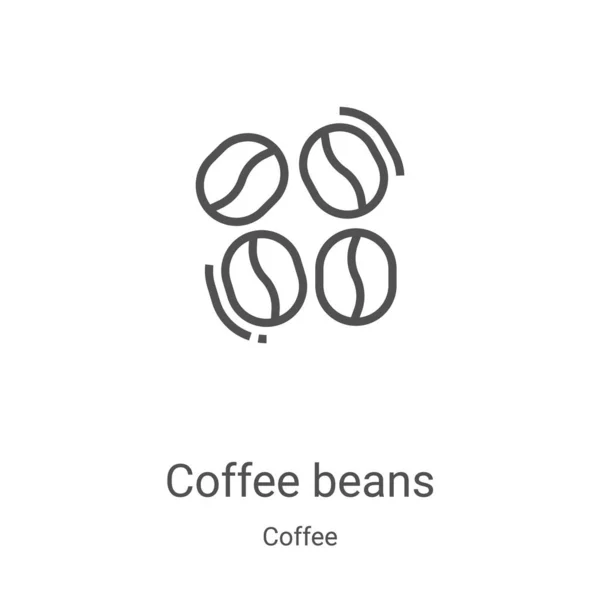 コーヒー豆のアイコンベクターです細い線コーヒー豆の輪郭アイコンのベクトルイラスト。Webやモバイルアプリ、ロゴ、印刷メディアで使用するための線形シンボル — ストックベクタ