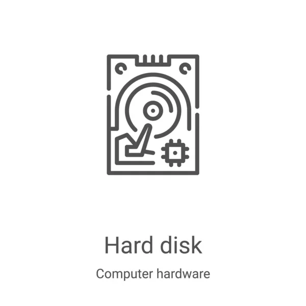 Hard disk icon vector from computer hardware collection. Thin line hard disk outline icon vector illustration. Linear symbol for use on web and mobile apps, logo, print media — Stock Vector