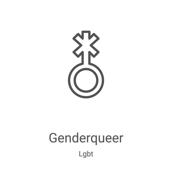 Genderqueer vector icono de la colección lgbt. Línea delgada genderqueer esquema icono vector ilustración. Símbolo lineal para su uso en aplicaciones web y móviles, logotipo, medios impresos — Archivo Imágenes Vectoriales