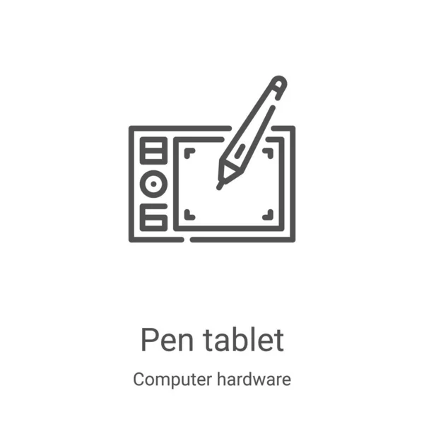 Penna tablet icona vettoriale dalla collezione hardware del computer. Illustrazione vettoriale dell'icona del contorno del tablet a penna sottile. Simbolo lineare per l'utilizzo su applicazioni web e mobili, logo, supporti di stampa — Vettoriale Stock