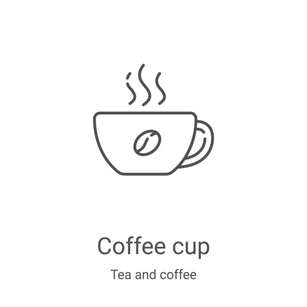 차와 커피 컬렉션에서 나온 커피 컵 아이콘 벡터입니다. 얇은 선 커피 컵은 아이콘 벡터 삽화를 나타냅니다. 웹 과 모바일 앱에 사용하기 위한 선형 심볼, 로고, 인쇄 미디어 — 스톡 벡터