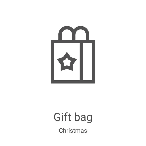 クリスマスコレクションのギフトバッグアイコンベクトル。細いラインギフトバッグアウトラインアイコンベクトルイラスト。Webやモバイルアプリ、ロゴ、印刷メディアで使用するための線形シンボル — ストックベクタ
