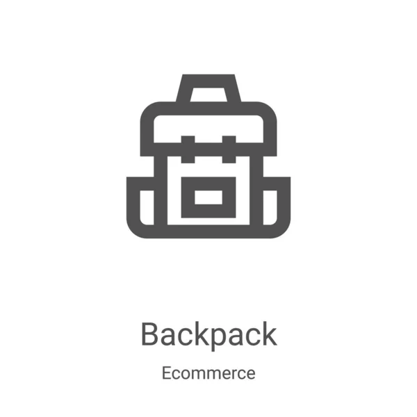 Sac à dos icône vecteur de la collection e-commerce. Illustration vectorielle d'icône de contour de sac à dos mince ligne. Symbole linéaire pour utilisation sur applications web et mobiles, logo, médias imprimés — Image vectorielle