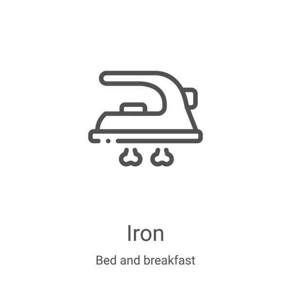 Vettore icona di ferro dalla collezione bed and breakfast. Illustrazione vettoriale icona contorno ferro linea sottile. Simbolo lineare per l'utilizzo su applicazioni web e mobili, logo, supporti di stampa — Vettoriale Stock