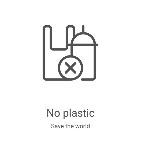 No plastic icon vector from save the world collection. Thin line no plastic outline icon vector illustration. Linear symbol for use on web and mobile apps, logo, print media — Stock Vector