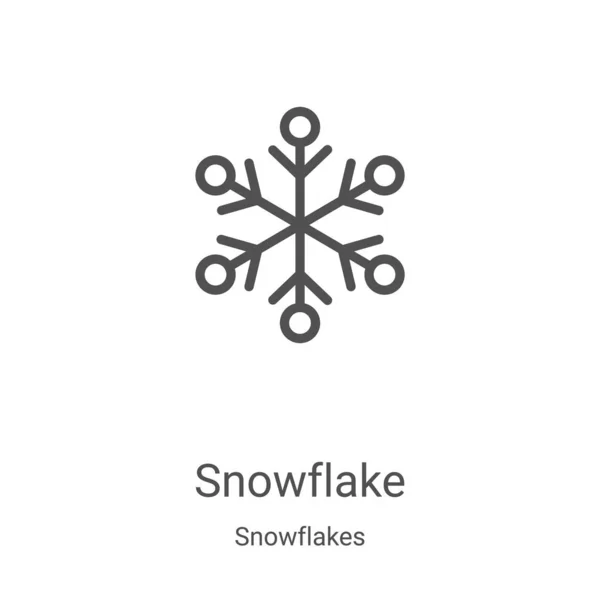 スノーフレークコレクションのスノーフレークアイコンベクトル。細い線の雪の結晶の輪郭アイコンのベクトル図。Webやモバイルアプリ、ロゴ、印刷メディアで使用するための線形シンボル — ストックベクタ
