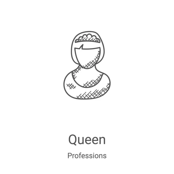 Königin Icon Vektor aus Berufen Sammlung. Thin Line Queen Outline Icon Vektor Illustration. Lineares Symbol für Web- und Mobile-Apps, Logo, Printmedien — Stockvektor