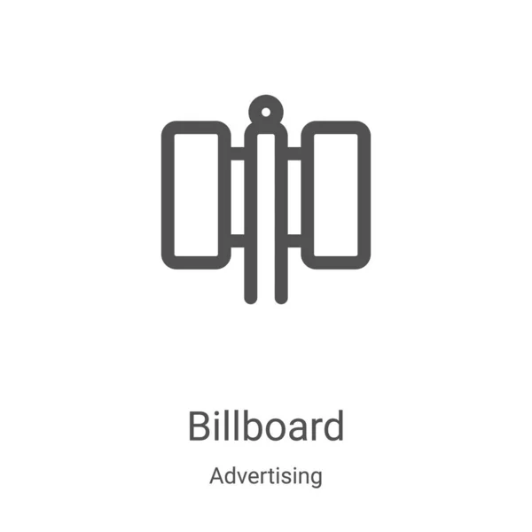 Значок білборда вектор з рекламної колекції. Тонка лінія білборду контур піктограми Векторні ілюстрації. Лінійний символ для використання у веб- та мобільних додатках, логотипі, друкованих засобах масової інформації — стоковий вектор