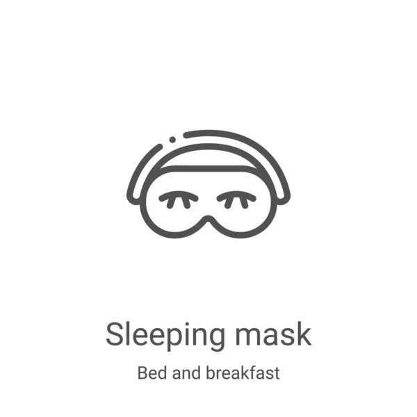 Vettoriale maschera dormiente dalla collezione bed and breakfast. Sottile linea di sonno maschera contorno icona vettoriale illustrazione. Simbolo lineare per l'utilizzo su applicazioni web e mobili, logo, supporti di stampa — Vettoriale Stock