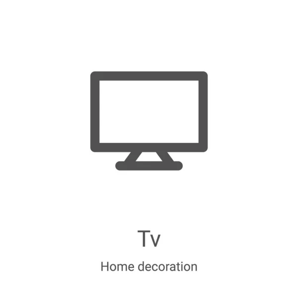 Іконка телевізора вектор з колекції прикрас будинку. Тонка лінія ТБ контур значок Векторні ілюстрації. Лінійний символ для використання у веб- та мобільних додатках, логотипі, друкованих засобах масової інформації — стоковий вектор