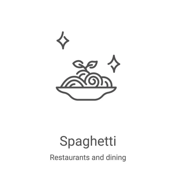 Vetor de ícone de espaguete de restaurantes e coleção de jantar. Linha fina espaguete esboço ícone vetor ilustração. Símbolo linear para uso em aplicativos web e móveis, logotipo, mídia impressa —  Vetores de Stock