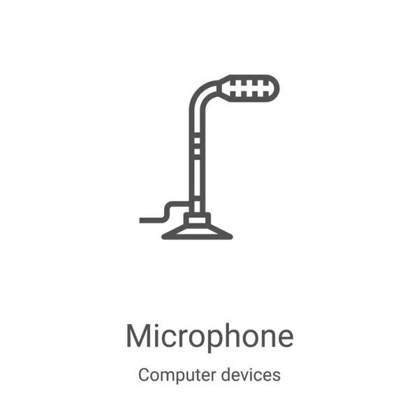 Vecteur d'icône de microphone de la collection d'appareils informatiques. Illustration vectorielle d'icône de contour de microphone de ligne mince. Symbole linéaire pour utilisation sur applications web et mobiles, logo, médias imprimés — Image vectorielle