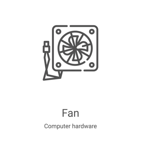 Fan icône vecteur de la collection de matériel informatique. Illustration vectorielle d'icône de contour de ventilateur de ligne mince. Symbole linéaire pour utilisation sur applications web et mobiles, logo, médias imprimés — Image vectorielle