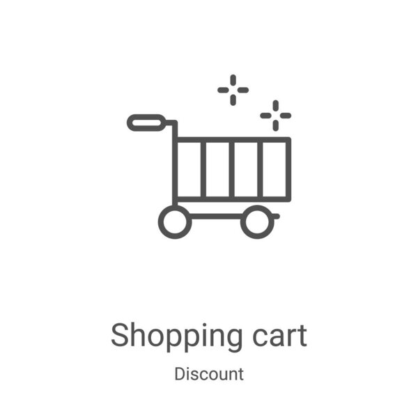 вектор значка из коллекции скидок. Тонкая линия корзины наброска иконки векторной иллюстрации. Линейный символ для использования в веб и мобильных приложениях, логотипе, печатных СМИ
