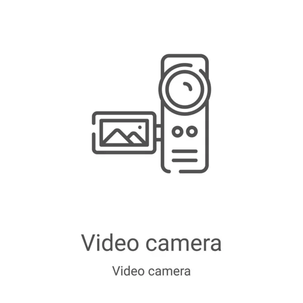 Вектор значков видеокамеры из коллекции видеокамер. Тонколинейная видеокамера рисует контур иконки вектора. Линейный символ для использования в веб и мобильных приложениях, логотипе, печатных СМИ — стоковый вектор