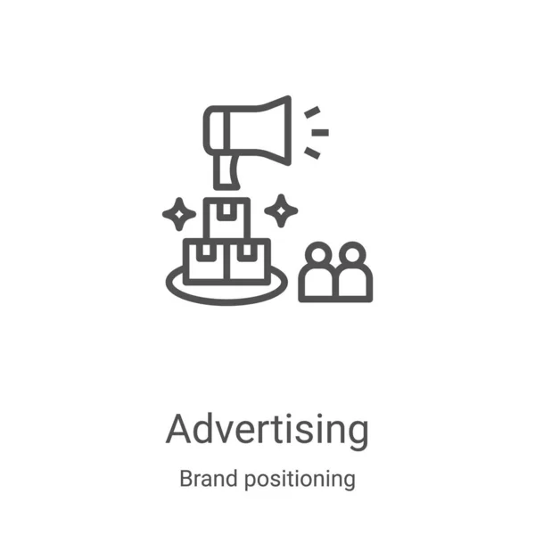 ブランドポジショニングコレクションの広告アイコンベクトル。細い線の広告のアウトラインアイコンのベクトルイラスト。Webやモバイルアプリ、ロゴ、印刷メディアで使用するための線形シンボル — ストックベクタ