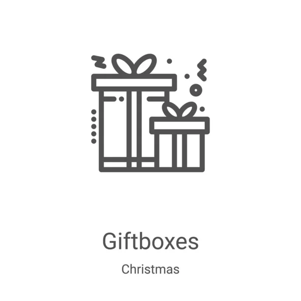 Giftboxes icon vector from christmas collection. Thin line giftboxes outline icon vector illustration. Linear symbol for use on web and mobile apps, logo, print media — Stock Vector