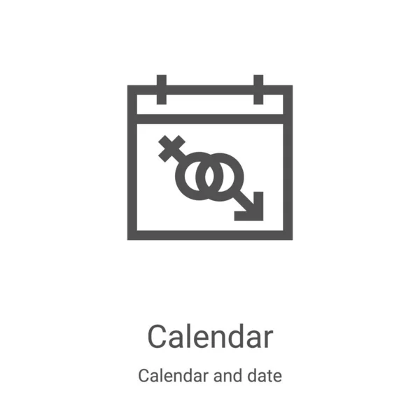 Vector icono de calendario de calendario y colección de fecha. Ilustración de vector de icono de contorno de calendario de línea delgada. Símbolo lineal para su uso en aplicaciones web y móviles, logotipo, medios impresos — Vector de stock