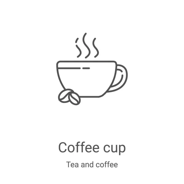 차와 커피 컬렉션에서 나온 커피 컵 아이콘 벡터입니다. 얇은 선 커피 컵은 아이콘 벡터 삽화를 나타냅니다. 웹 과 모바일 앱에 사용하기 위한 선형 심볼, 로고, 인쇄 미디어 — 스톡 벡터