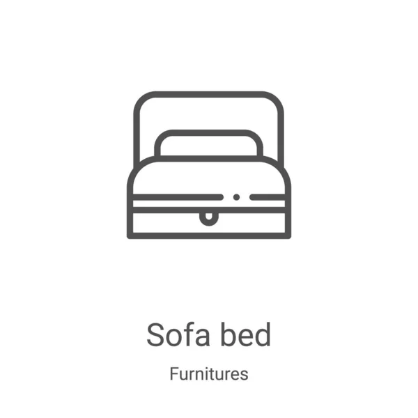 Ikone des Schlafsofas aus der Möbelkollektion. dünne Linie Sofabett umreißt Symbol Vektor Illustration. Lineares Symbol für Web- und Mobile-Apps, Logo, Printmedien — Stockvektor