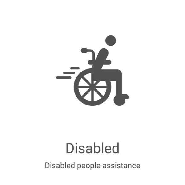 Disabled icon vector from disabled people assistance collection. Thin line disabled outline icon vector illustration. Linear symbol for use on web and mobile apps, logo, print media — Stock Vector