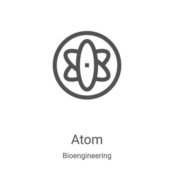 Vector icono de átomo de la colección de bioingeniería. Ilustración de vector de icono de contorno de átomo de línea delgada. Símbolo lineal para su uso en aplicaciones web y móviles, logotipo, medios impresos — Vector de stock