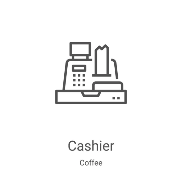 コーヒーコレクションのレジアイコンベクトル。細いラインキャッシャーアウトラインアイコンベクトルイラスト。Webやモバイルアプリ、ロゴ、印刷メディアで使用するための線形シンボル — ストックベクタ