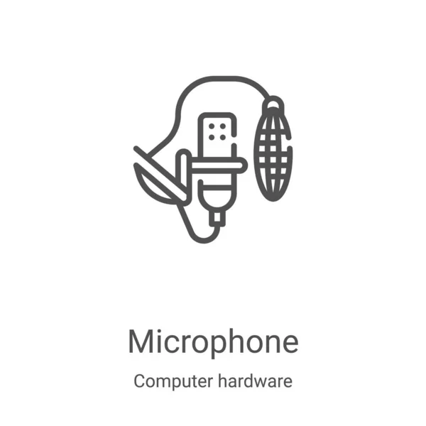 Vetor de ícone de microfone da coleção de hardware do computador. Linha fina microfone esboço ícone vetor ilustração. Símbolo linear para uso em aplicativos web e móveis, logotipo, mídia impressa — Vetor de Stock