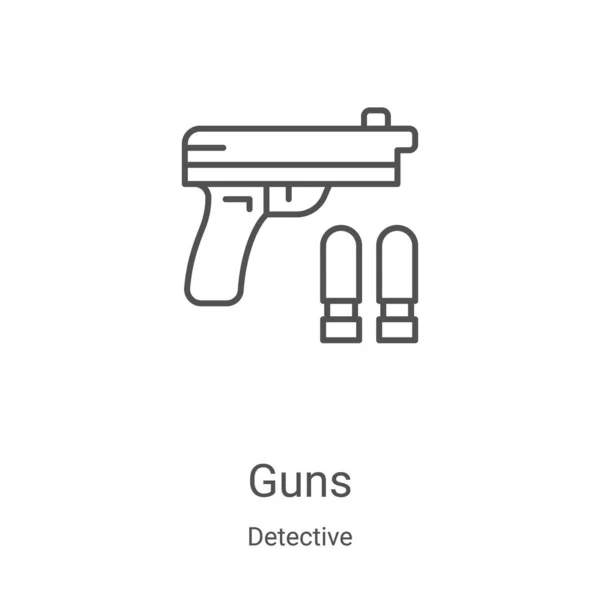 Vektor ikon zbraní z detektivní sbírky. Ikona vektorové ilustrace pro zbraně s tenkou čarou. Lineární symbol pro použití na webových a mobilních aplikacích, logu, tiskových médiích — Stockový vektor