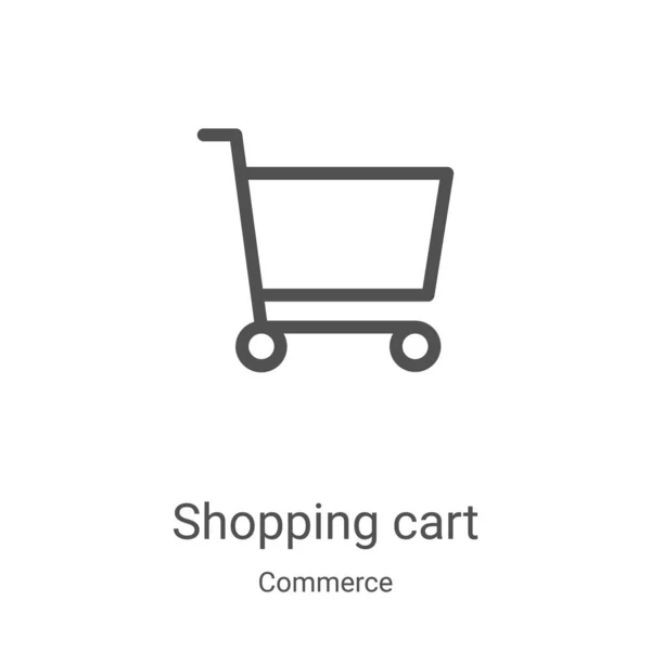 Carrito de compras vector icono de la colección de comercio. Línea delgada carrito de compras esquema icono ilustración vectorial. Símbolo lineal para su uso en aplicaciones web y móviles, logotipo, medios impresos — Archivo Imágenes Vectoriales