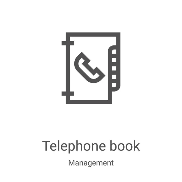 Telefonbuch-Icon-Vektor aus Management-Sammlung. dünne Linie Telefonbuch umreißt Symbol Vektor Illustration. Lineares Symbol für Web- und Mobile-Apps, Logo, Printmedien — Stockvektor