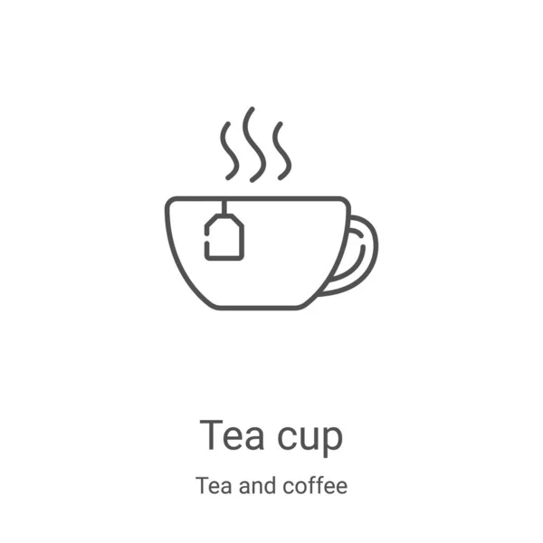 Vetor ícone xícara de chá da coleção de chá e café. Linha fina copo de chá esboço ícone vetor ilustração. Símbolo linear para uso em aplicativos web e móveis, logotipo, mídia impressa — Vetor de Stock