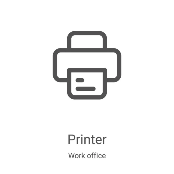 Vector de icono de impresora de la colección de oficina de trabajo. Ilustración de vector de icono de contorno de impresora de línea delgada. Símbolo lineal para su uso en aplicaciones web y móviles, logotipo, medios impresos — Archivo Imágenes Vectoriales