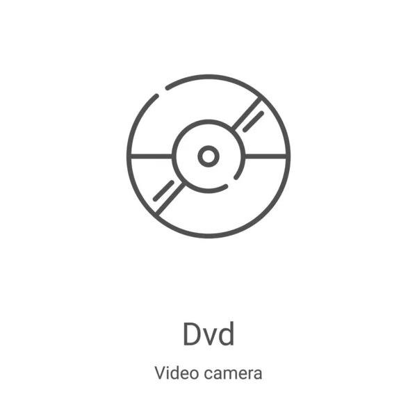 ビデオカメラコレクションのDVDアイコンベクトル薄いラインのDVDアウトラインアイコンのベクトルイラスト。Webやモバイルアプリ、ロゴ、印刷メディアで使用するための線形シンボル — ストックベクタ
